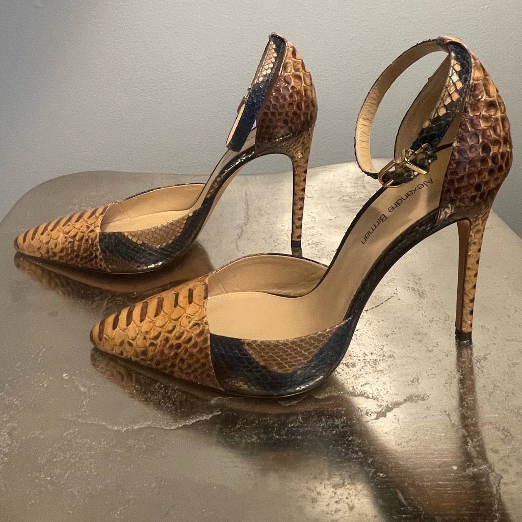 Alexandre Birman Python D’orsay Ankle Strap Pump